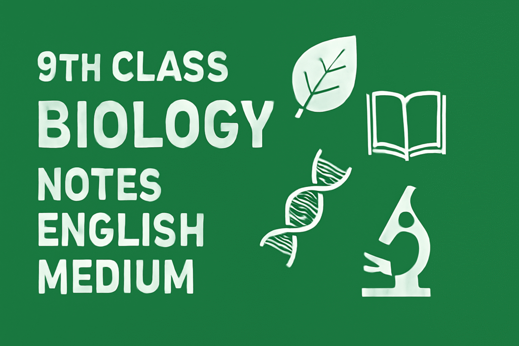 9th Class Biology Notes English Medium PDF 6 Class 9 biology important MCQs short long questions PDF 2025