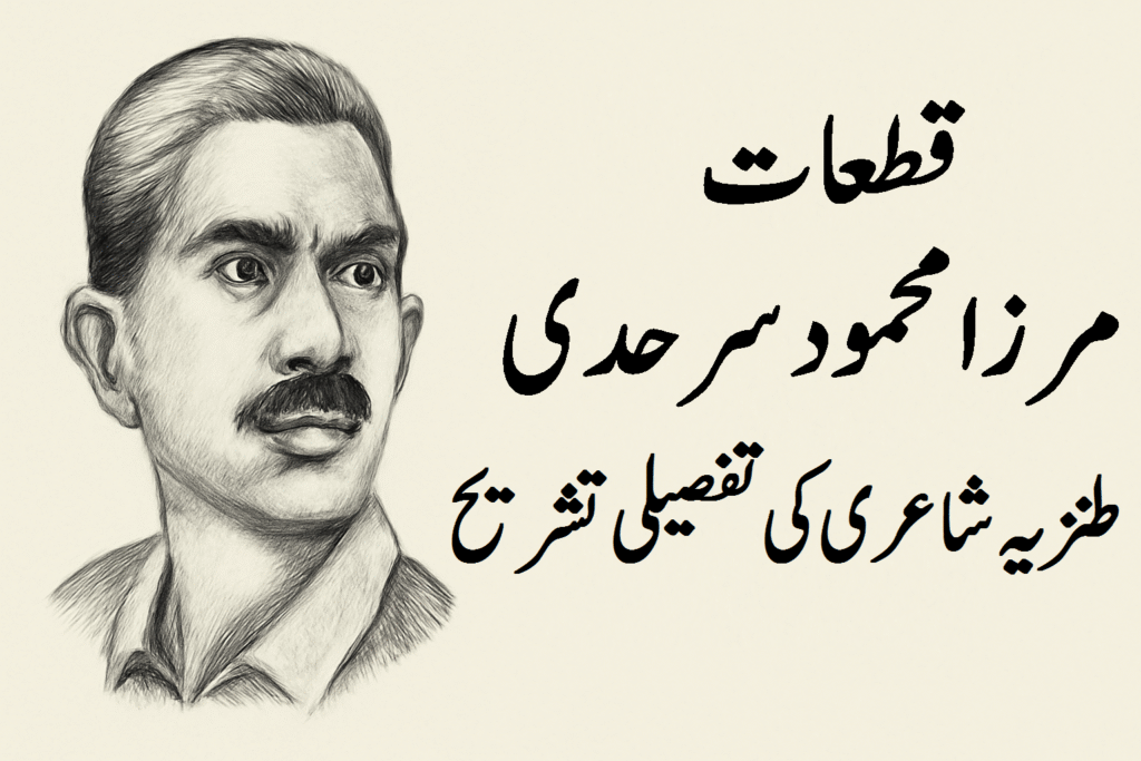 قطعات: مرزا محمود سرحدی کی طنزیہ شاعری 17 قطعات: مرزا محمود سرحدی کی طنزیہ شاعری کی تفصیلی تشریح اور خلاصہ