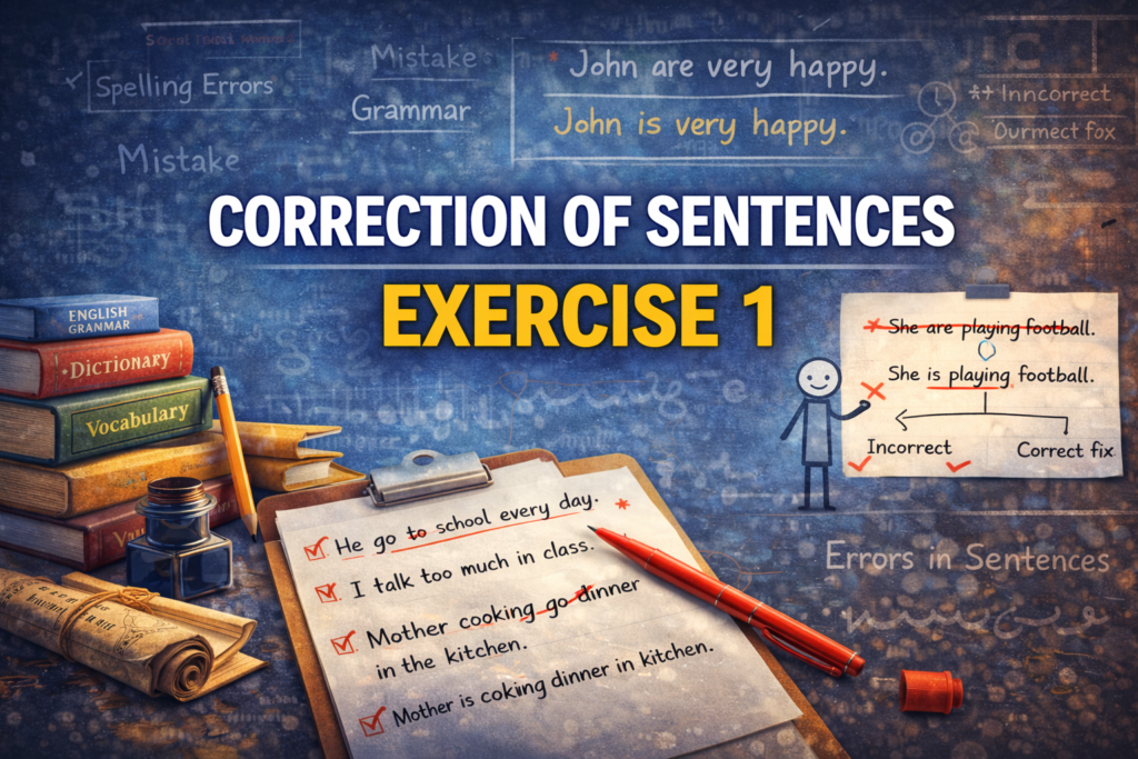 CORRECTION OF SENTENCES EXCERCISE 1 3 CORRECTION OF SENTENCES EXCERCISE 1