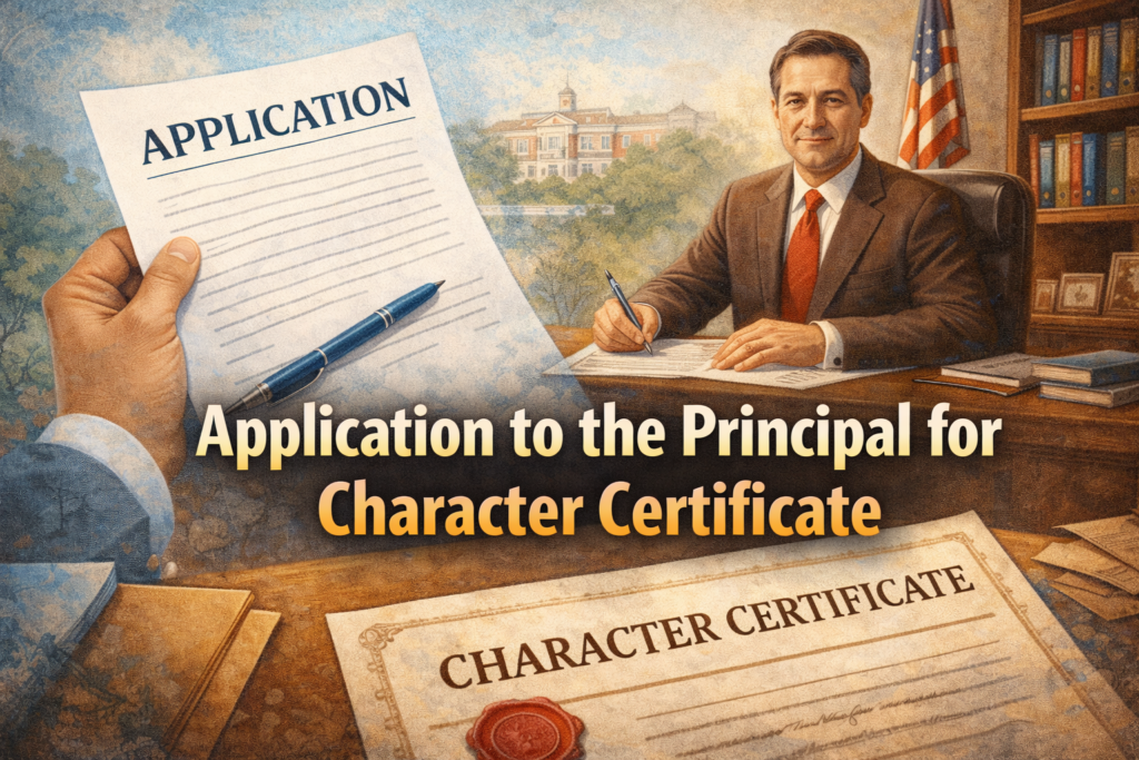 Application to the Principal for Character Certificate 1 Application to the Principal for Character Certificate