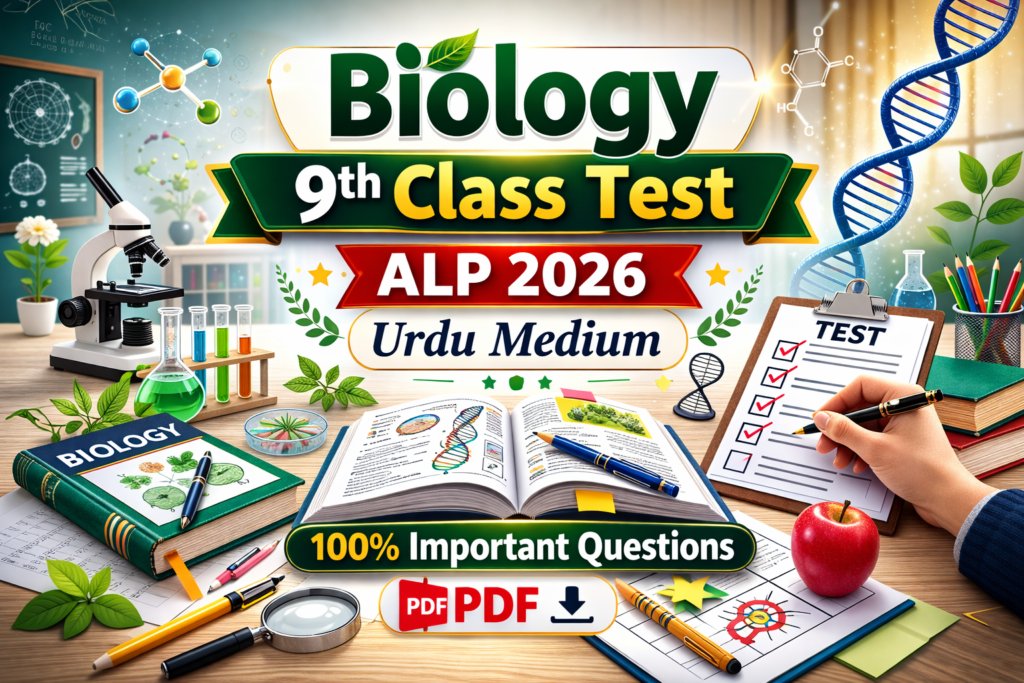 Biology 9th Class Test ALP 2026 Urdu Medium 4 Biology 9th Class Test ALP 2026 Urdu Medium