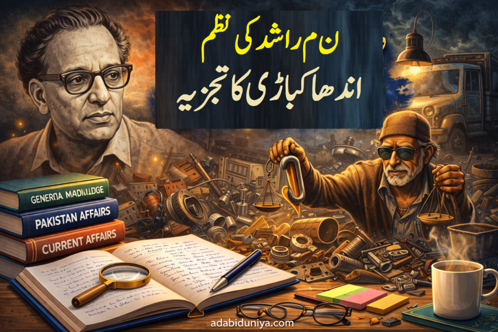 ن م راشد کی نظم اندھا کباڑی کا تجزیہ 1 ن م راشد کی نظم اندھا کباڑی کا تجزیہ
