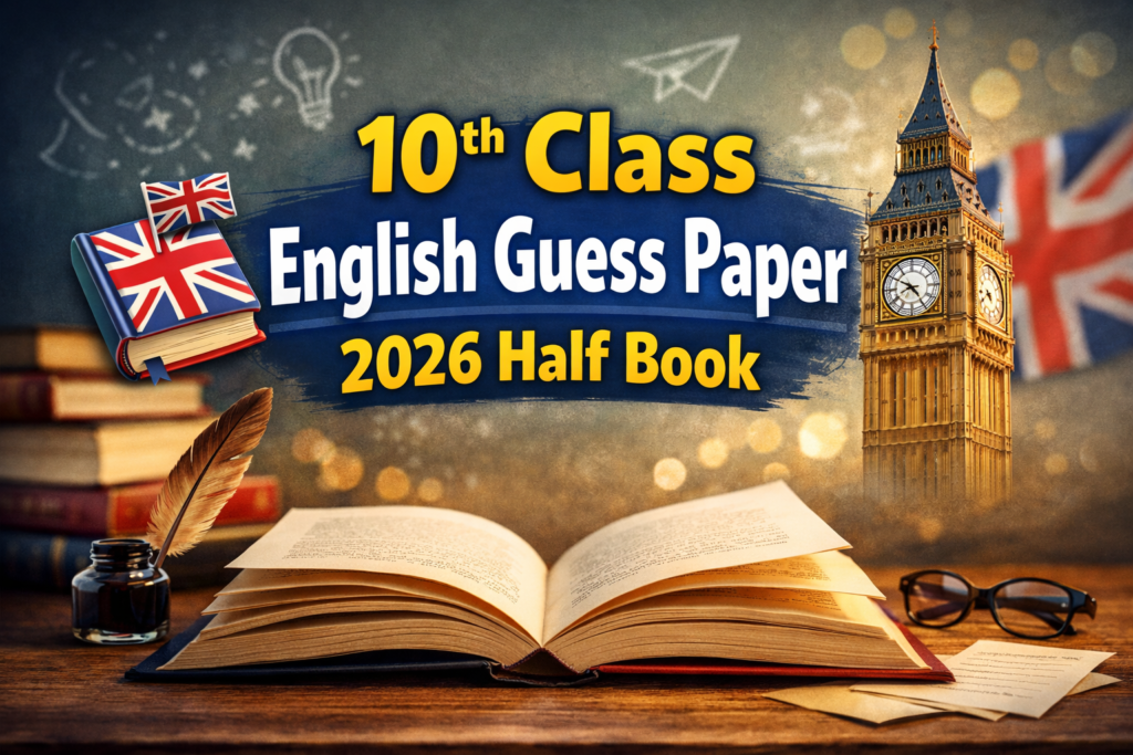 10th Class English Guess Paper 2026 Half Book 25 10th Class English Guess Paper 2026 Half Book