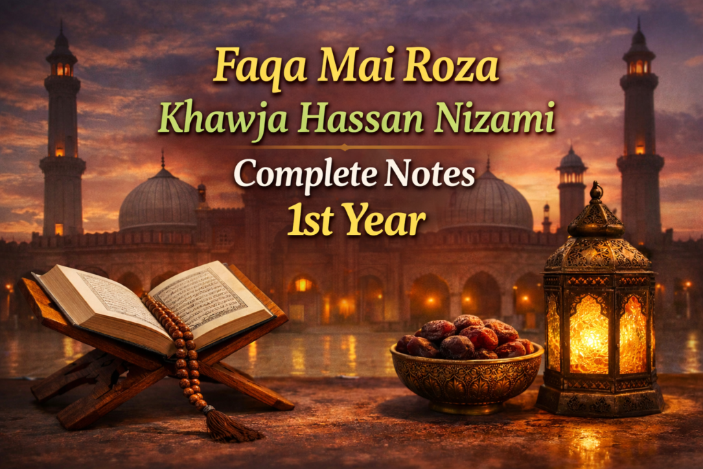 Faqa Mai Roza Khawaja Hassan Nizami Complete Notes 1st Year 3 Faqa Mai Roza Khawaja Hassan Nizami Complete Notes 1st Year